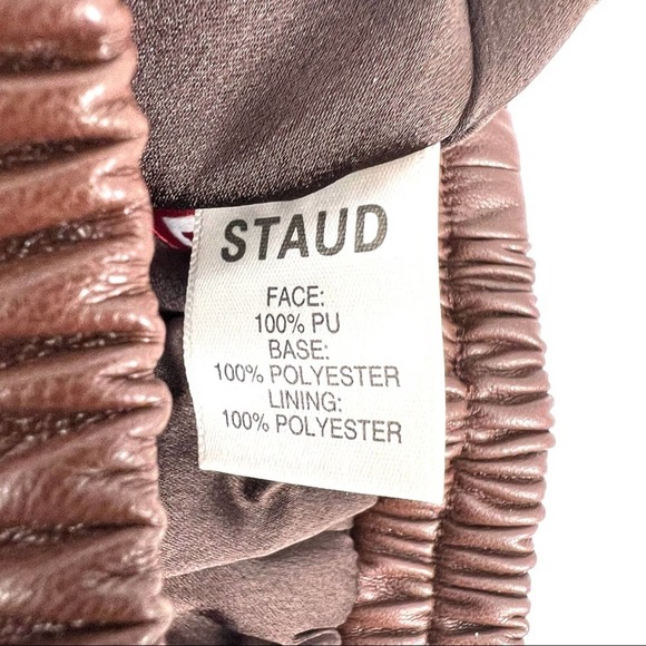 STAUD Clark Faux Vegan Leather Shorts SZ XS Bark Brown - Picture 13 of 13